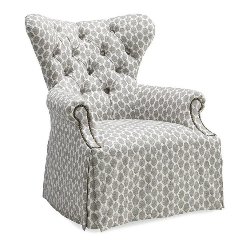 AVA GREY - TUFTED BACK SKIRTED WING CHAIR