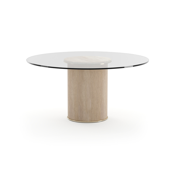 RHYTHM ROUND GLASS TOP DINING TBL