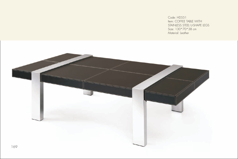 COFFEE TABLE WITH STAINLESS STEEL U-SHAPE LEGS